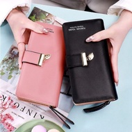 Korean Style Premium Long Women's Wallet, Premium Leather, Scallop Leaves, Fashion DP1