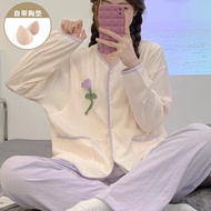 คลอดบุตร ชุดนอน ผ้าฝ้าย ฤดูใบไม้ผลิ ฤดูร้อน หลังคลอด 4 เดือน Light Nursing Home เสื้อผ้า ลำลอง เสื้อ