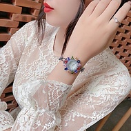 Đồng Hồ Nữ Julius Star Hàn Quốc JS021 Mặt Hoa ĐÍnh Đá Swarovski - Dây Kim Loại Dạng Lắc Tay Dịu Dàng