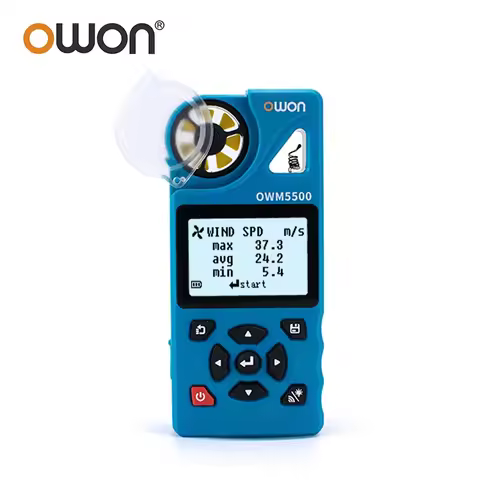 OWON OWM5500 Digital Anemometer, 7-in-1 With 8000 Aata Memory, 7 Measurement Modes, Temperature And