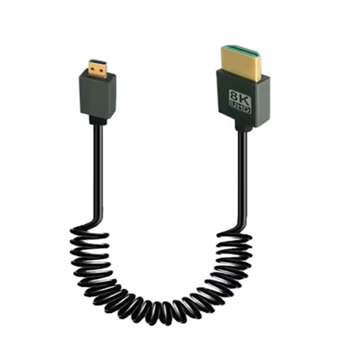 8K HDMI-Compatible To HDMI-Compatible Coiled Cable HDMI-Compatible To Mini Micro HDMI HD Cable for C