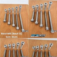 Stainless Steel L Bolt M8 (thread 12) 1.5cm 2cm 2.5cm 3cm 3.5cm 4cm 5cm 6cm 7cm 8cm (M8x15 M8x20 M8x