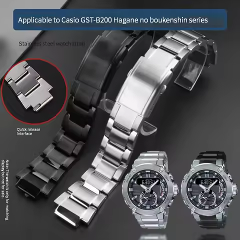 Quick Release For Casio G-SHOCK GST-B200 Series stainless watchband Folding buckle metal Men's band 