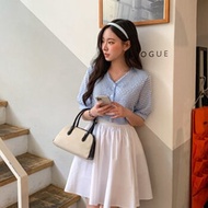 Trendywhere V 領格子短袖襯衫 Free (XS-M)