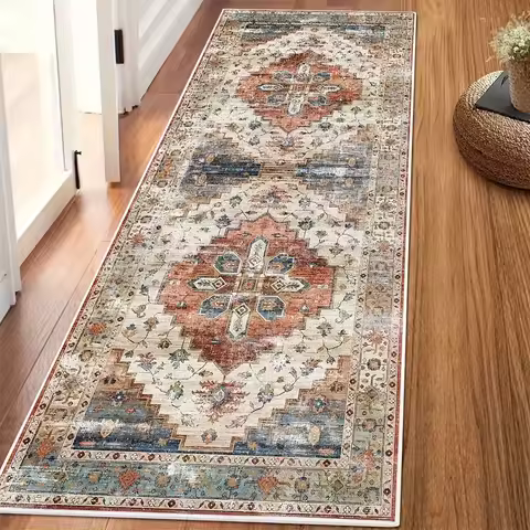 Persian Hallway Rug Modern Retro Bohemian Lightweight Bedroom Rug, Laundry Room Kitchen Rug Area Rug