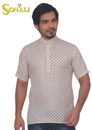 Sonali Men's Kurta / Jippa Only / Indian Traditional Kurta- Off White Polko-dot with side pocket Q14