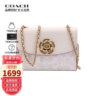 【品牌授权】COACH\\/蔻驰奢侈品包包专柜款女士小号山茶花系列链条包单肩斜挎包送女友礼物 34256 B4R7B  白色