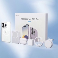 6PCS ชุดของขวัญโทรศัพท์มือถือ พาวเวอร์แบงค์แม่เหล็ก + เคสโทรศัพท์ + สายดาต้า + หูฟัง + หัวชาร์จ ชุดโ