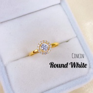[Gold &amp; Co]New Budget Ring Emas 916 Cincin Round White Swarovski Minimalist Gold 916 Emas Tulen