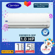 Carrier Alpha Inverter Wall Mounted Split Type Air Conditioner Fast Cooling R32 Aircon 1.0HP (53GCVBE010-303P)