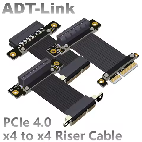 New PCI-E 4.0 X4 Riser Cable Dual 90 Angled PCIe Gen4 4X Extension Cable PCI Express Riser Card X4 R