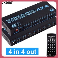 4K 60hz HDR 10 4x4 HDMI Matrix Switch Switcher HDMI Splitter 4 In 4 Out Video Converter with EDID IR for Ps4 Ps5 Camera PC To TV NH6V