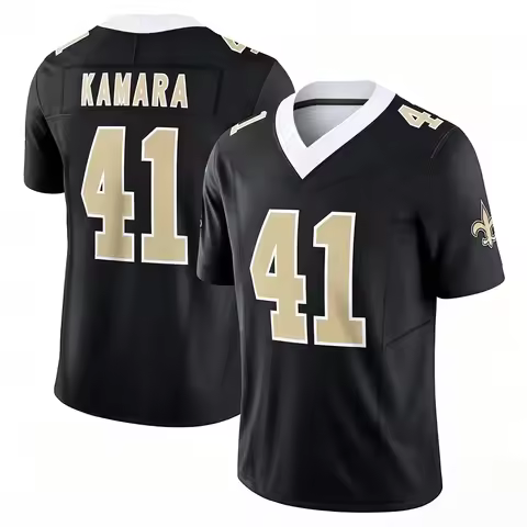 Men New Orleans #41 Kamara Black Home Football Jersey Name Number V Neck Short Sleeve For Fan Daily 