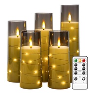 Flameless Candles LED Battery Operated Flickering Candles Moving Flame Electric Candle Sets Glass Ef