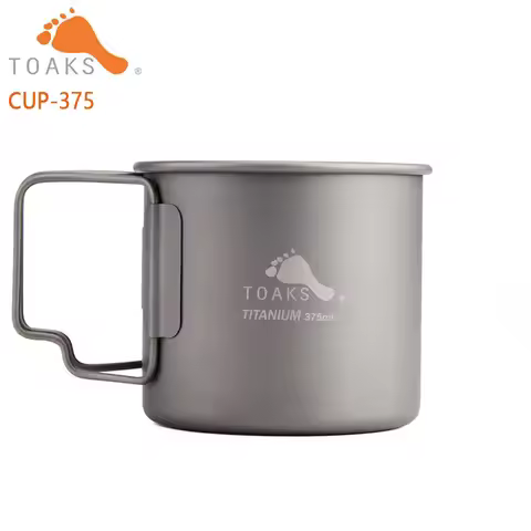 TOAKS Pure Titanium Cup Ultralight Outdoor Coffee Tea Mug without Lid and Foldable Handle Camping Co