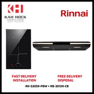 RINNAI RH-S3059-PBW SLIMLINE HOOD + RB-3012H-CB 30CM 2 INDUCTION HOB BUNDLE