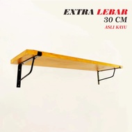 SIKU Multifunctional Wall Wooden Shelf 30 cm wide, Dutch teak wood angle iron, 50-100 cm long