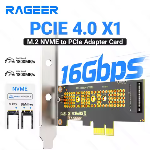 RAGEER PCIE to NVMe X1 Adapter Card, PCI Express 4.0/3.0 16Gbps to M.2 2280/60/42/30 SSD Converter w