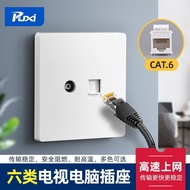 Type 86 Network Cable Socket Panel Class 6 Computer Dual-port Network Telephone TV Network Port Plug