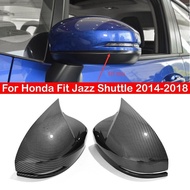 【In stock】For Honda Fit Jazz Shuttle City 2014-2018 Car Rearview Side Mirror Cover Sticker Wing Cap Exterior Door Case Trim Carbon Fiber XHJR