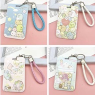 San-X SUMIKKO GURASHI Hot-selling Cartoon animal Sliding Card Holder Student Meal Card Bus Card Holder Lady ID Card Credit Card Holder Lanyard Keychain Birthday gift