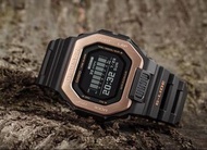 G-Lide 滑浪衝浪款式 GBX-100NS-4 黑色玫瑰金圈。多元功能 smart watch。CASIO G-SHOCK 正品正貨有保養。GBX100ns gbx 100ns