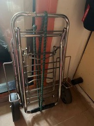 實心不鏽鋼摺疊行李車萬向輪小拉車可攜式購物車