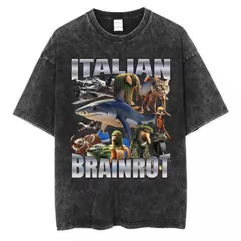 Italian Brainrot Funny Meme T-shirt Tralalero Tralala Tung Tung Tung Sahur Bombardiro Crocodilo Brr 