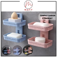 MATT 2-Tier Soap Holder 2-Tier Bathroom Soap Box Bathroom Shelf Wall Mounted Soap Holder