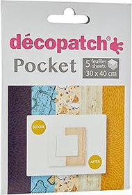 Décopatch DP0015 Decopocket Pack of 5 Sheets (30 x 40 cm) Folded, 13 x 9.5 cm, Convenient to Carry a