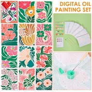 6 Pcs DIY Paint by Numbers Kit for Adults Complete Colorful Paint by Number Set with Brushes for Hom