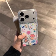 Pastoral Dopamine Graffiti Transparent Space Case Large Hole Suitable for Apple 17PROMAX Phone Case 