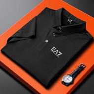 Armani's new EA7 short sleeved T-shirt men's letter printed slim fit collar half sleeved T-shirt top