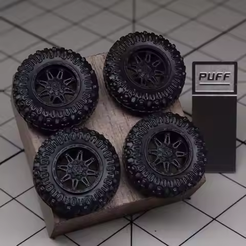 PUFF 1/64 Model Car Wheels All Terrain with Rubber Tires For Model Sports Vehicle MINIGT Tomica D: 1