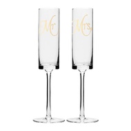 Mr&ampMrs Crystal Champagne Flutes Set of 2Bride &amp Groom Toasting GlassModern&ampElegant Gift for