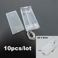 10pcs/lot  1.5v 2 Slot Battery Holder Box Case with Switch 3V for DIY wire lead for AA AA Battery  M