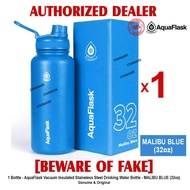 AQUAFLASK 32oz MALIBU BLUE Aqua Flask Wide Mouth with Flip Cap Spout Lid Flexible Cap Vacuum Insulated Stainless Steel Drinking Water Bottle Bottles or Tumbler Tumblers Authentic - 1 Bottle