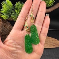9.1314k Gold-Plated Earrings Long Dried Qingmalay Jade Hollow Plum Earrings Earrings