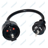 15A Australian Standard Three Plug to European Standard Three Plug Female Socket 0.3m Germany France
