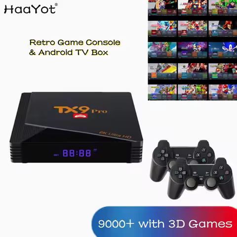Dual System Android Smart TV Box & Game Box 9,000+ with 3D Games Console 4K Media Player YouTube 64G