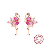 Flamingo Shangda Factory Direct Sales Three-Dimensional  Wholesale Earrings Rose Gold S925 Pure Silv