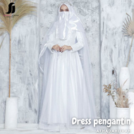 Gaun pengantin dress pesta syari AFHADAHIJRAH formal pacific blue terbaru baju hijab free cadar