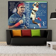Roger Federer Motivating Queto Poster Print Canvas Wall Art Tennis Legen Player Painting For Sports 