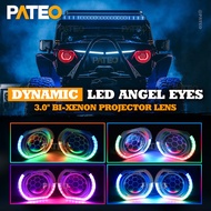 H4 Dynamic RGB LED Angel Eye Headlight Bi-xenon Projector Headlight Upgrade Hella G5 HID D2S D2H 3 i