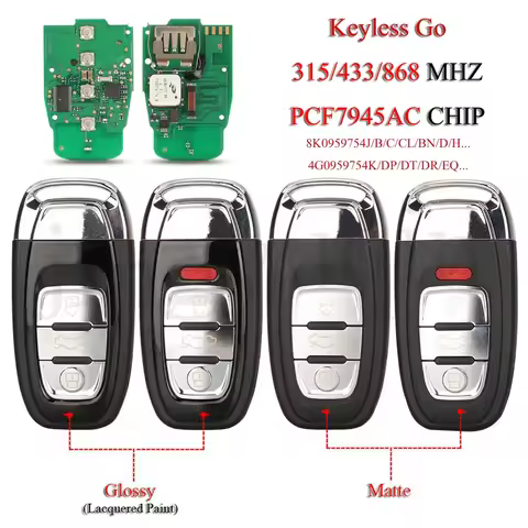 jingyuqin 8K0959754J /754B/C/D/F/H Keyless Go Smart Remote Car Key For Audi A4 A5 A6L A7 A8 Q5 315/4