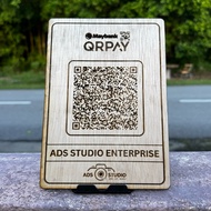 QR Pay Code Wooden Engrave Ukir Kayu Laser Wood Custom