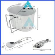 French Army aluminium Mug Folding Handle Mess Tin Canteen Cup Camping Aluminum fork spoon sudu garpu
