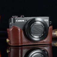 = Canon g7x2 Camera Bag G1X3 G7X G5X Mark2 Mark iii Genuine Leather Half Cover Removable Power Repla
