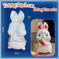 White plaster statue of Rabbit holding a carrot M79 (Color not included) Baby Coloring Statue, child