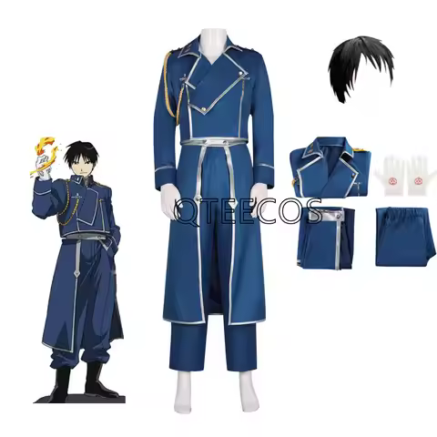 Anime Fullmetal Alchemist Cosplay Roy Mustang Costume Military Uniform Suit Coat Pants Gloves Sets H